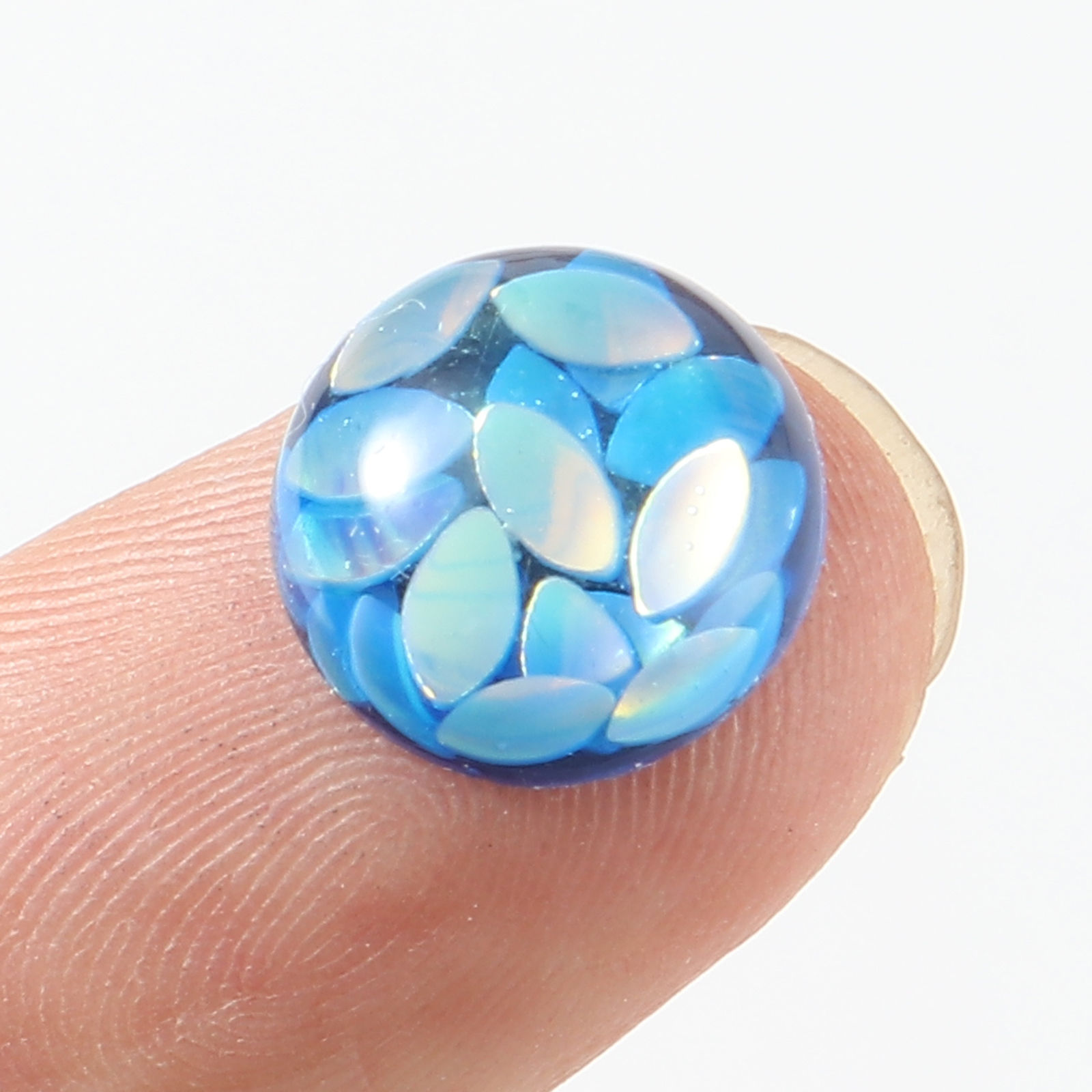 Immagine di Resina Cabochon per Abbellimento Tondo Blu Marino Paillettes 12cm Dia, 30 Pz