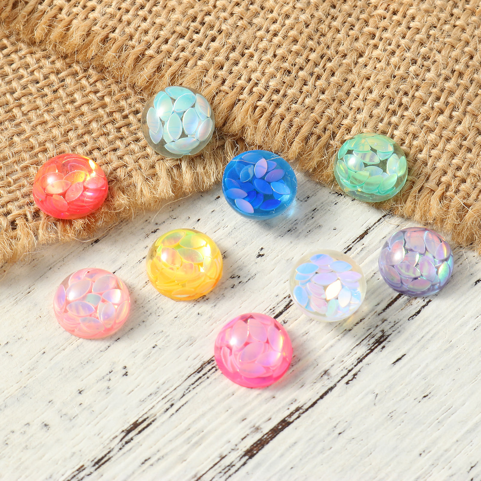 Immagine di Resina Cabochon per Abbellimento Tondo Blu Marino Paillettes 12cm Dia, 30 Pz