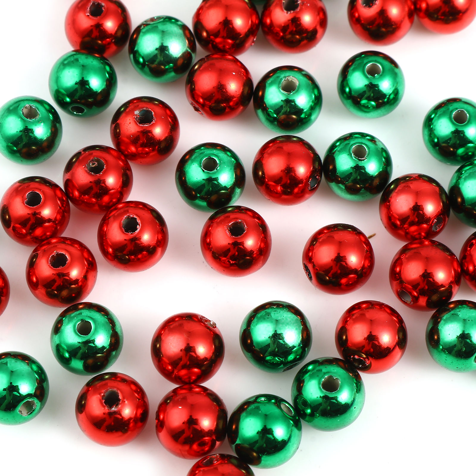 Picture of CCB Plastic Christmas Beads Round Red About 8mm Dia., Hole: Approx 1.7mm, 50 PCs