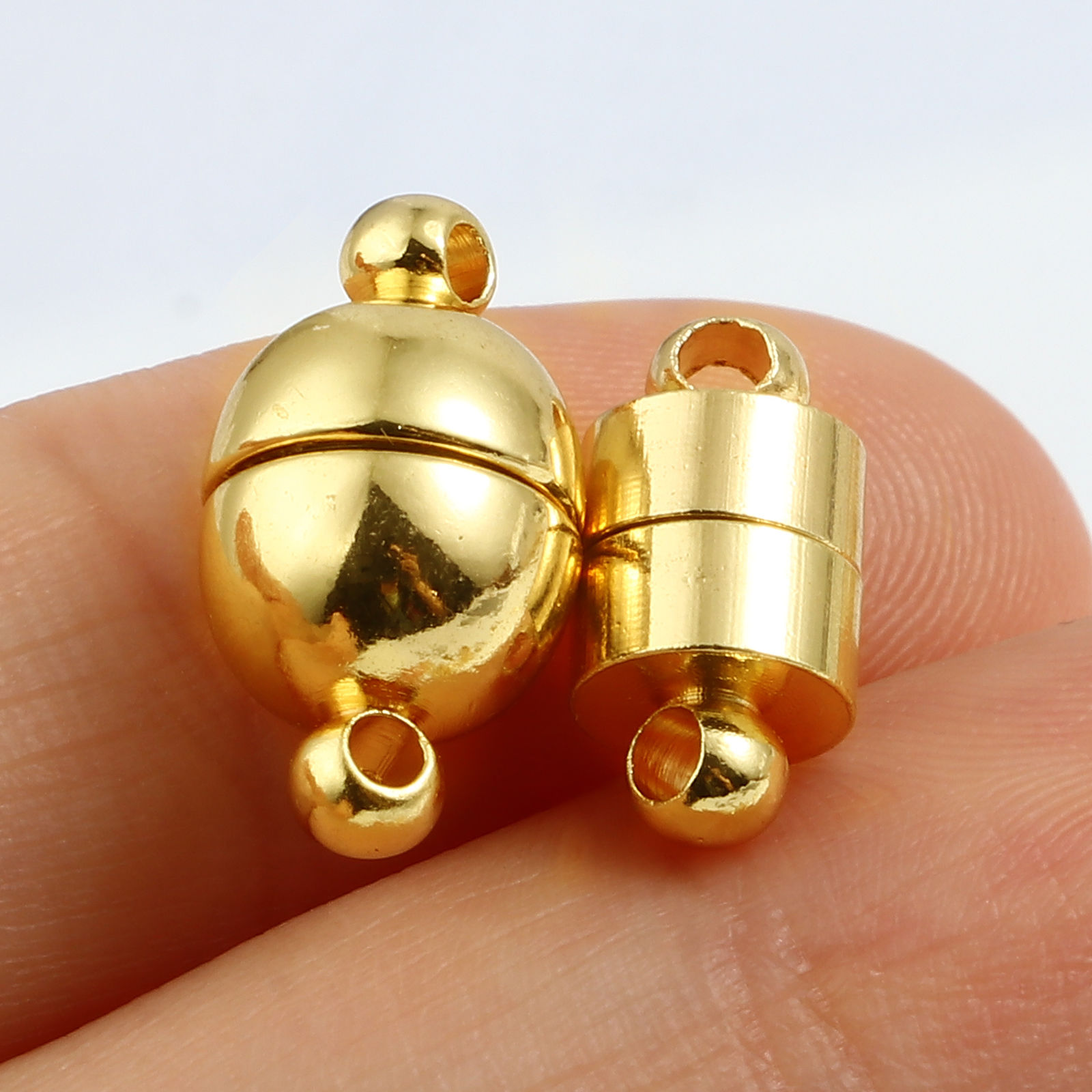 Picture of Copper Magnetic Clasps 18K Real Gold Plated Round 15mm x 8mm, 2 Sets
