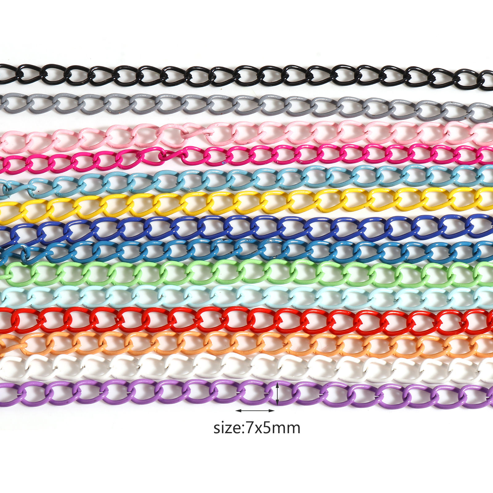 Bild von Eisenlegierung Spritzlackierung Panzerkette Kette Bunt 7x5mm, 5 Meter