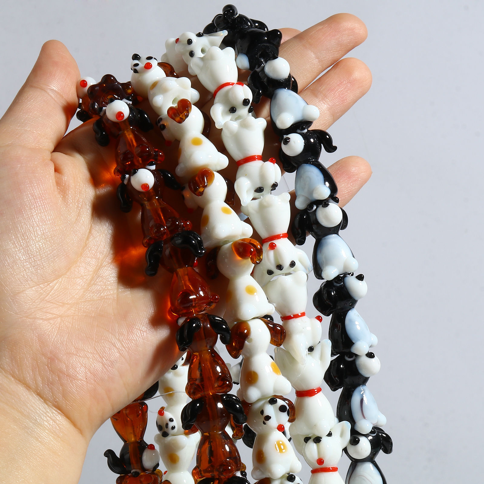Picture of Lampwork Glass Beads Dog Animal Multicolor 2 PCs