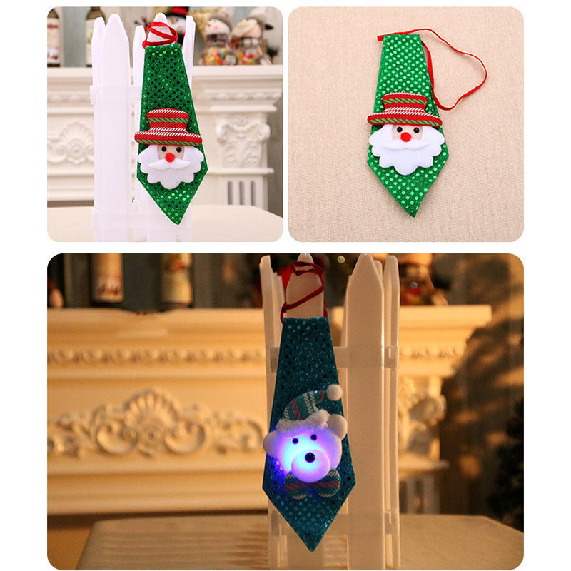 Immagine di Blue - LED Light Christmas Bear Sequins Children's Tie Costume Accessories 20x8cm, 1 Piece