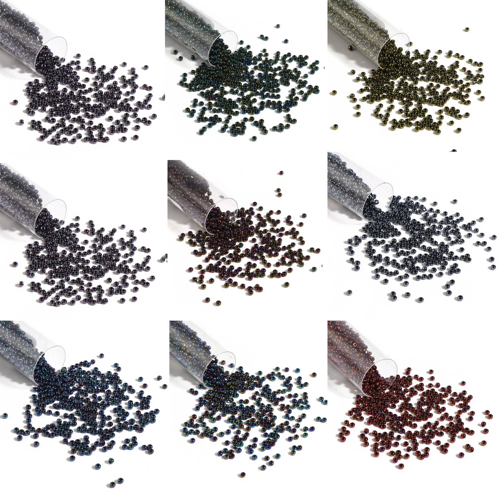Immagine di Vetro Seme Perline Tondo Multicolore Per 2mm Dia., Foro:Circa 0.6mm, 1 Bottiglia