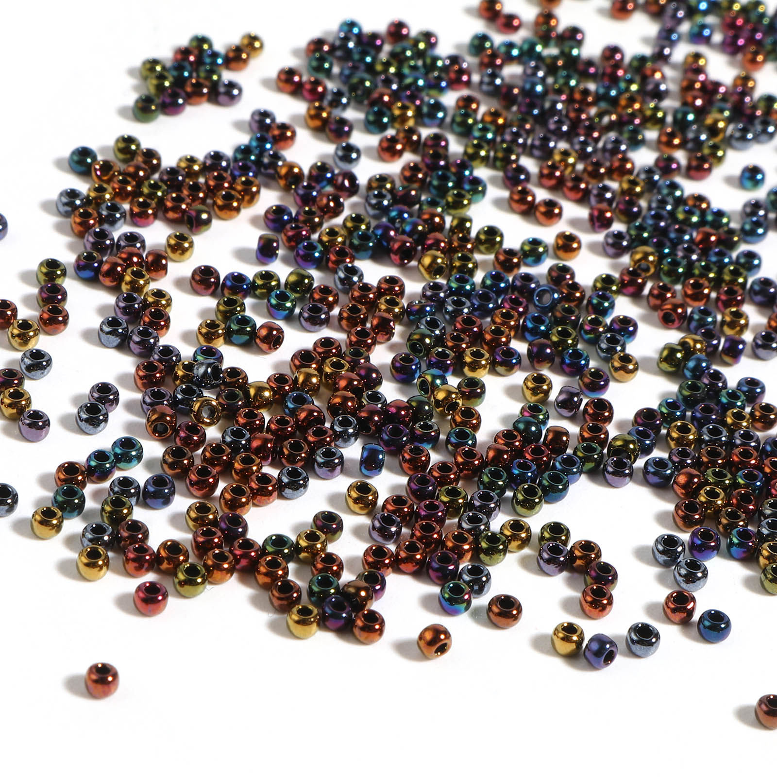 Immagine di Vetro Seme Perline Tondo Multicolore Per 2mm Dia., Foro:Circa 0.6mm, 1 Bottiglia