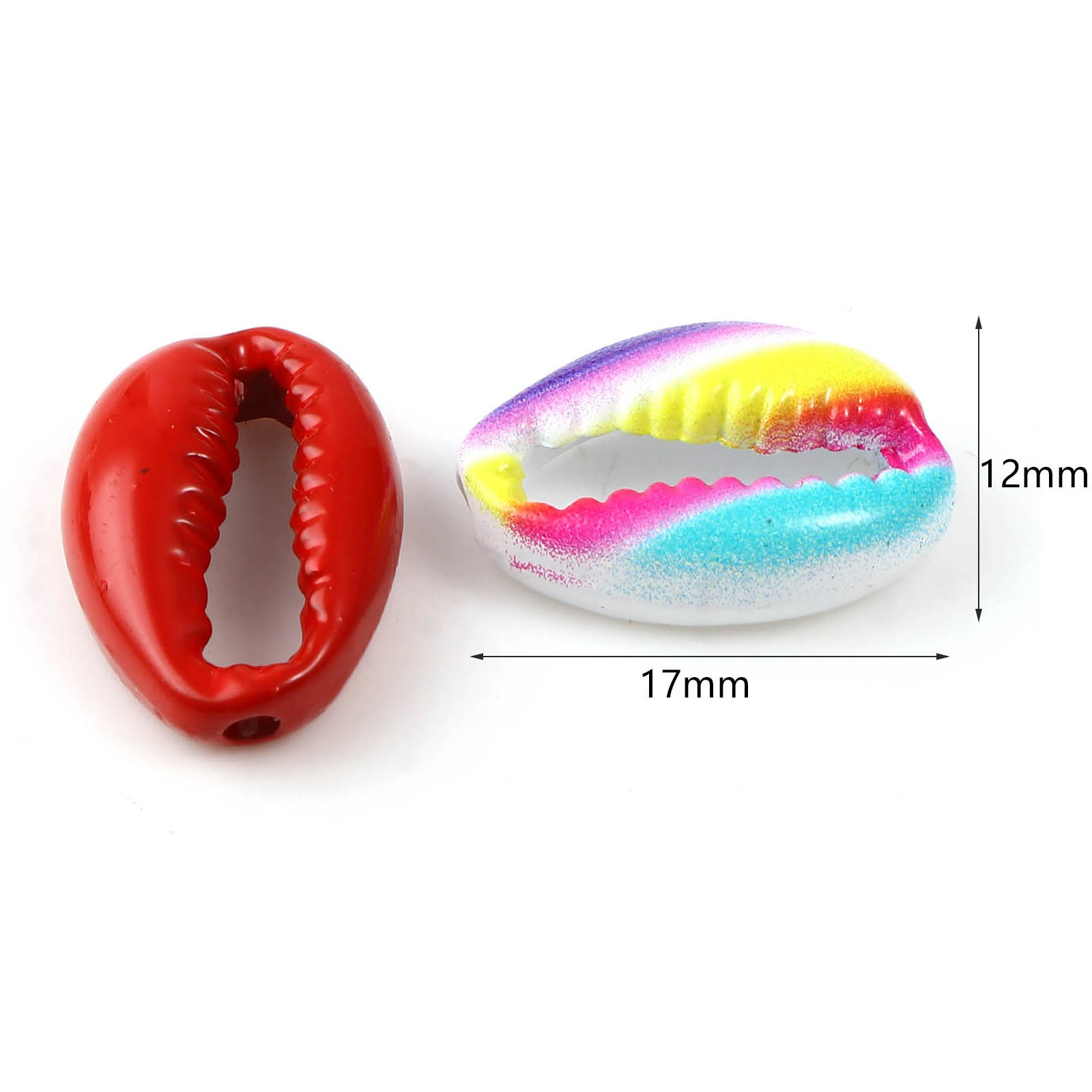 Picture of Zinc Based Alloy Spacer Beads Shell Red Painted About 17mm x 12mm, Hole: Approx 2.1mm, 5 PCs