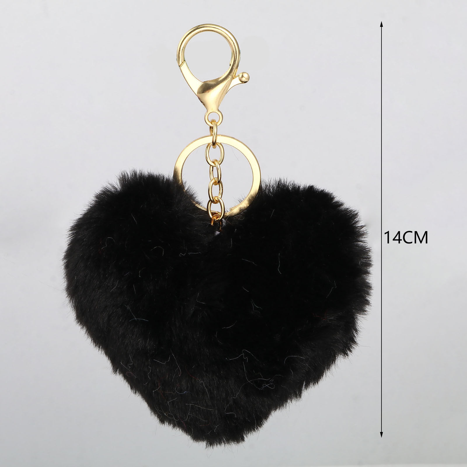 Bild von Plüsch Schlüsselkette & Schlüsselring Vergoldet Bunt Herz 14cm, 2 Stück