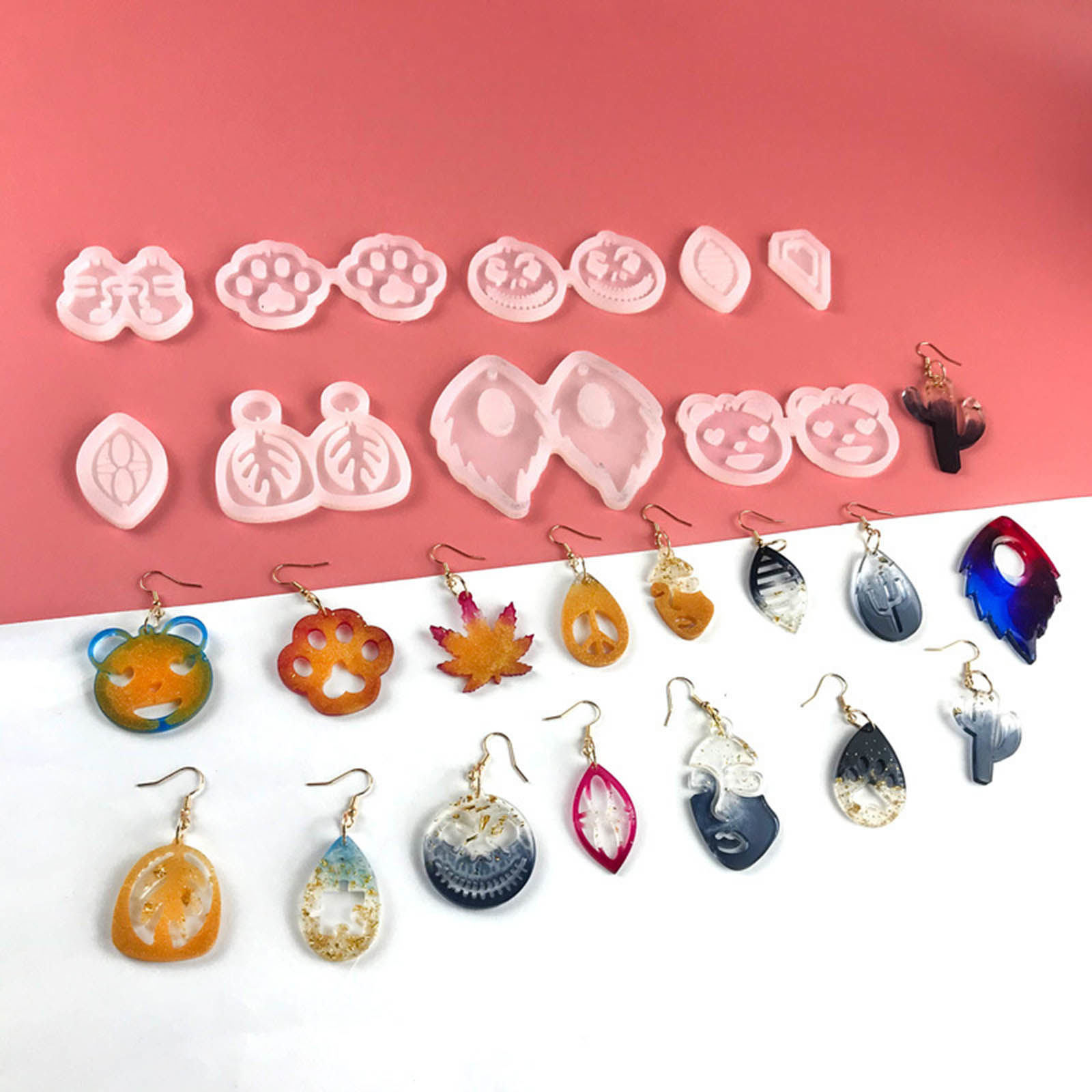 Picture of Silicone Resin Mold For Jewelry Making Earring Pendant Heart White 8.6cm x 3.7cm, 1 Piece