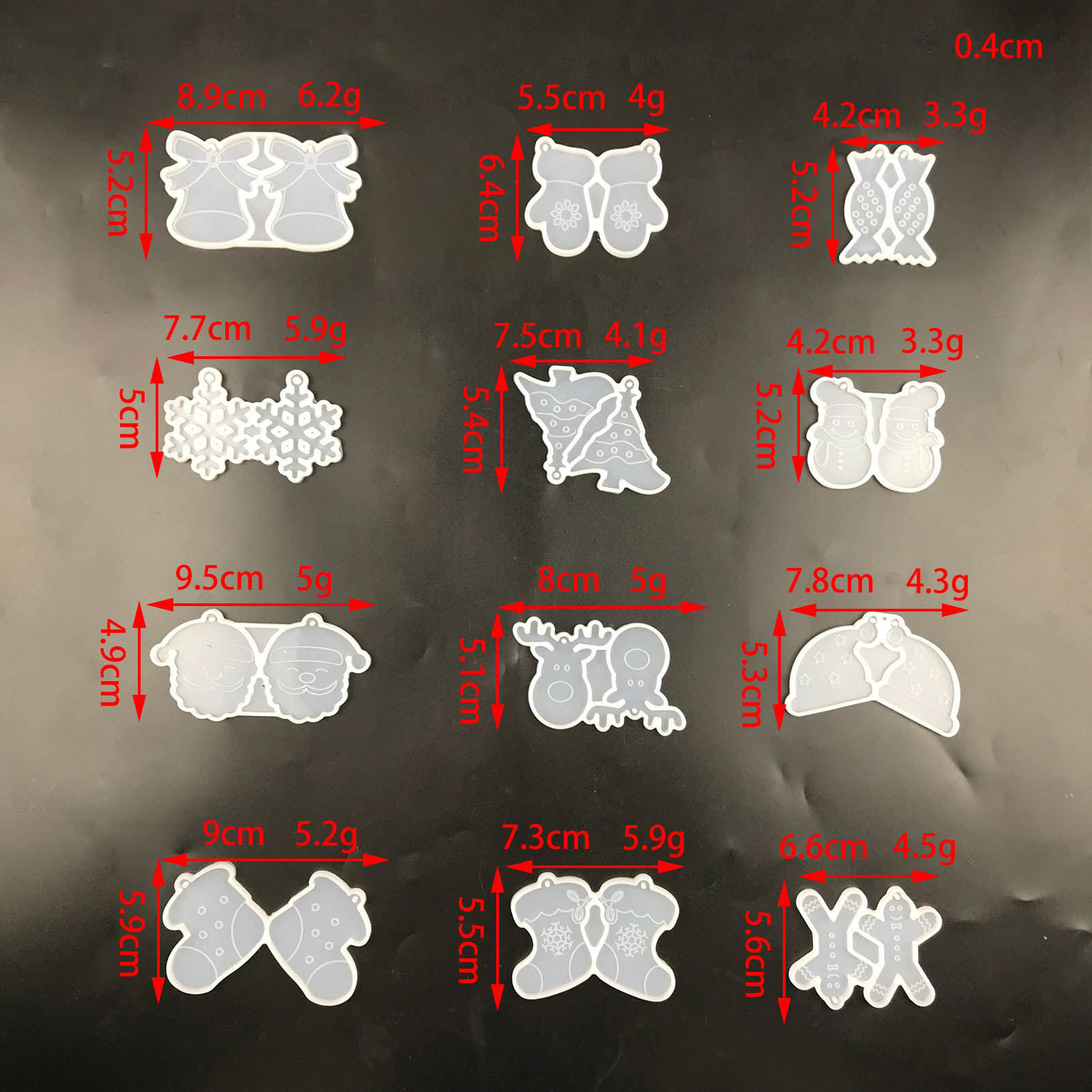 Picture of Silicone Resin Mold For Jewelry Making Earring Pendant Christmas Ginger Bread Man White 6.6cm x 5.6cm, 1 Piece
