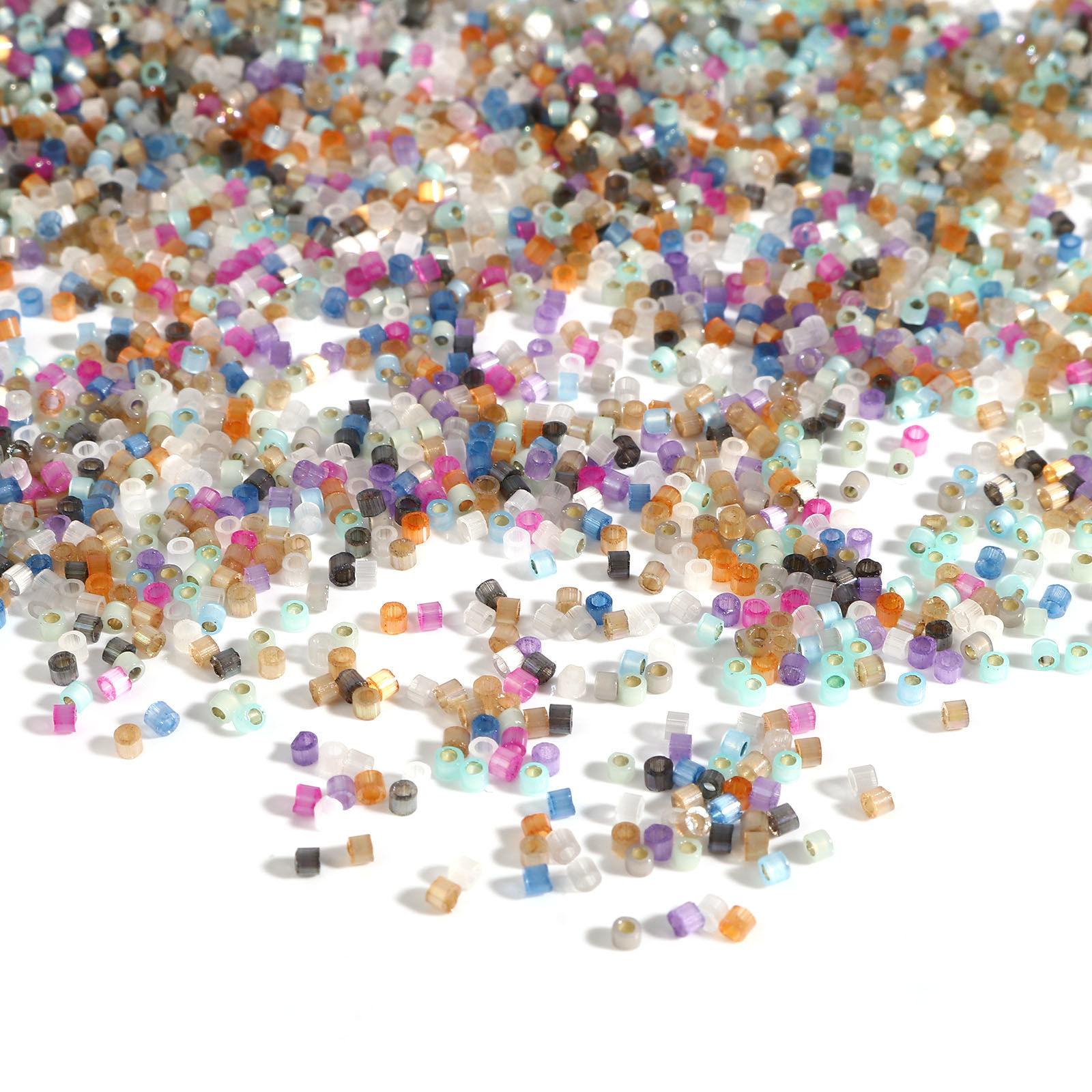 Bild von Glas Rocailles Rocailles Perlen Rund Bunt ca. 2mm D., Loch:ca. 0.7mm, 1 Flasche