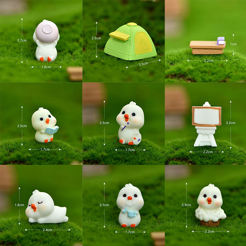 Immagine di Green - 9# Cute Duck Tent Resin Micro Landscape Miniature Decoration DIY Gardening Accessories 3.5x2.5cm, 1 Piece