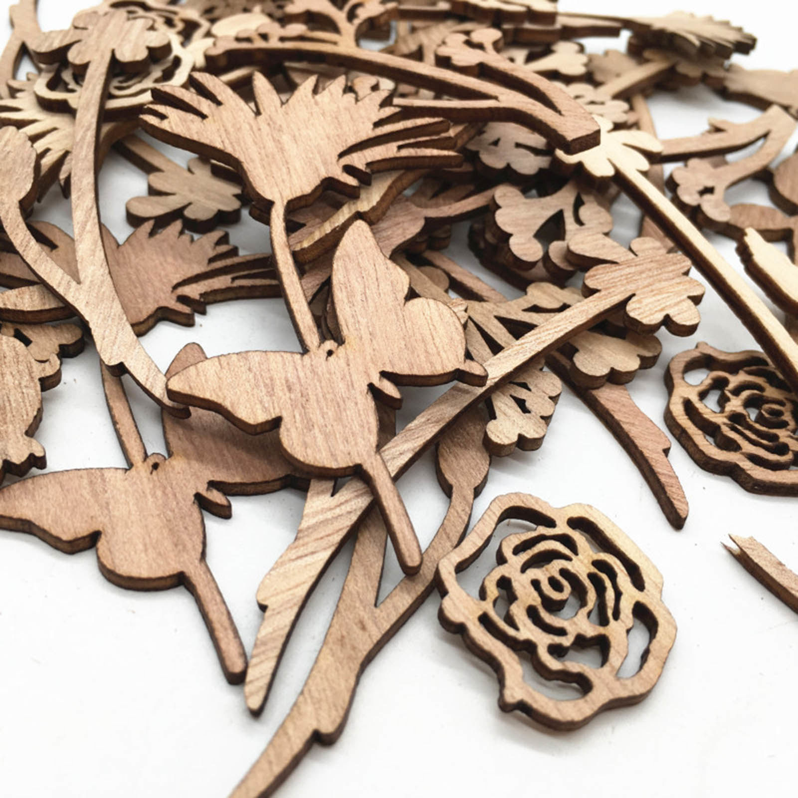 Picture of Wood DIY Handmade Craft Materials Accessories Brown Rose Flower 1 Packet