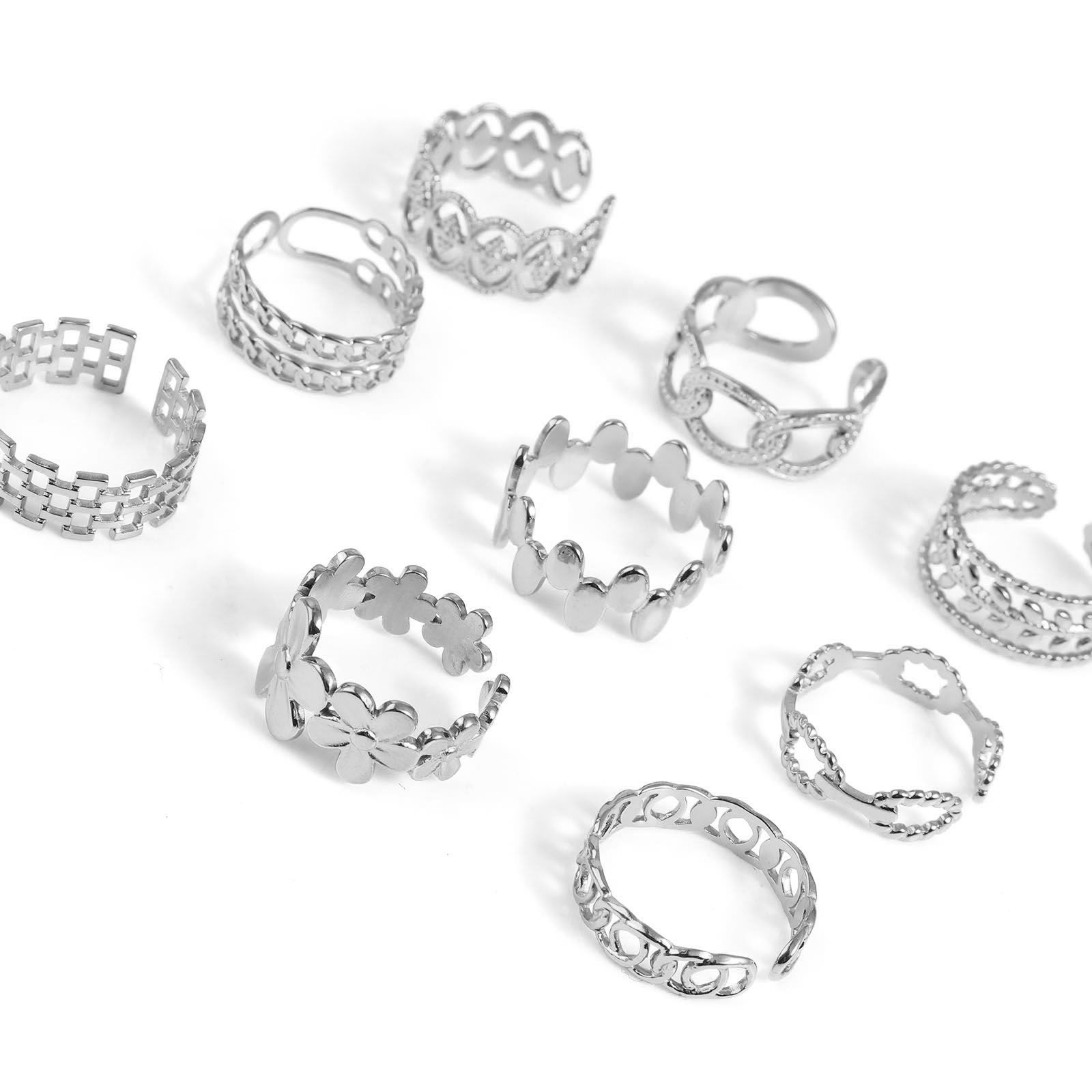Bild von Edelstahl Offen Verstellbar Ring Silberfarbe 18.5mm（US Größe:8.5), 1 Stück