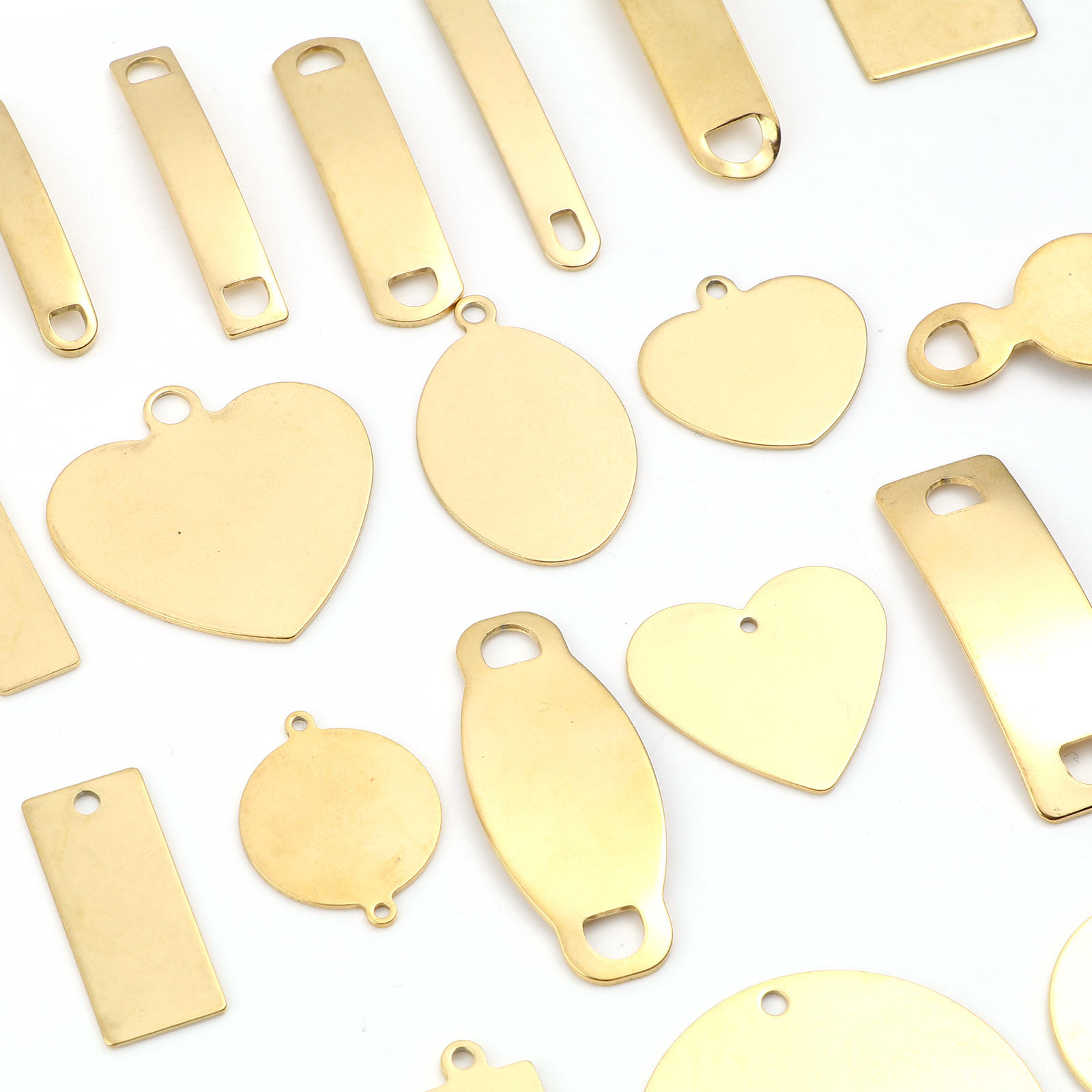 Picture of Stainless Steel Charms Gold Plated Blank Stamping Tags 2 PCs