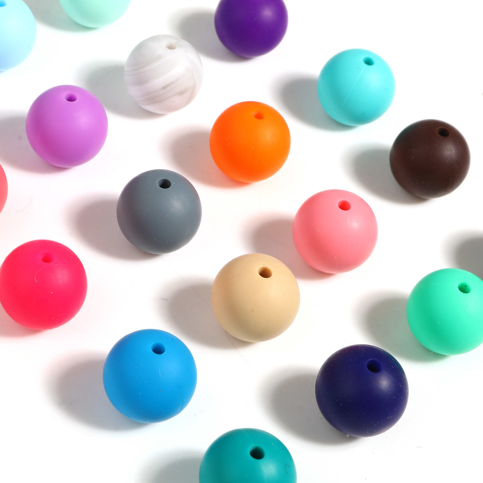Immagine di Silicone Separatori Perline Tondo Multicolore Circa 15mm Dia, Foro: Circa 2.5mm, 10 Pz