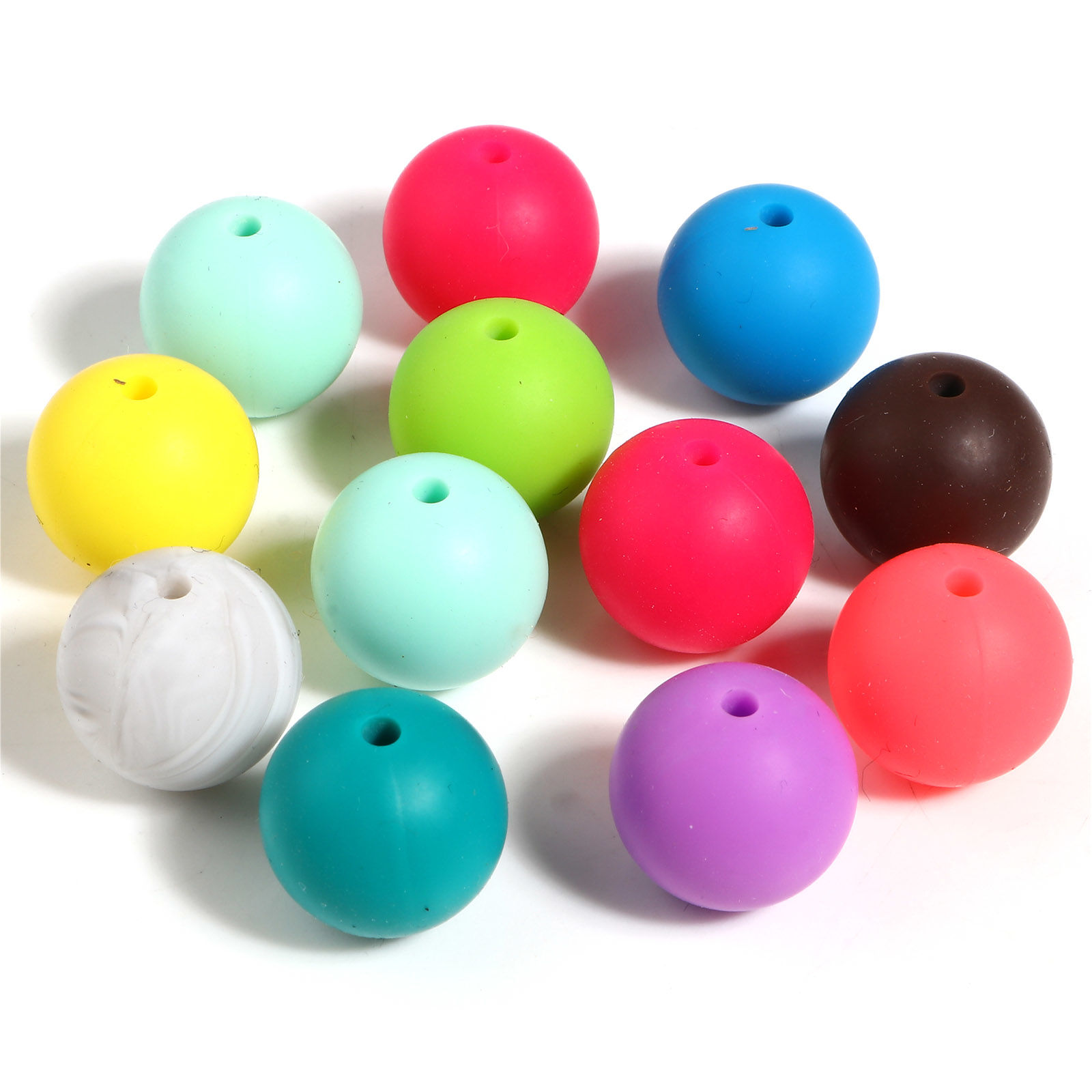Immagine di Silicone Separatori Perline Tondo Multicolore Circa 15mm Dia, Foro: Circa 2.5mm, 10 Pz
