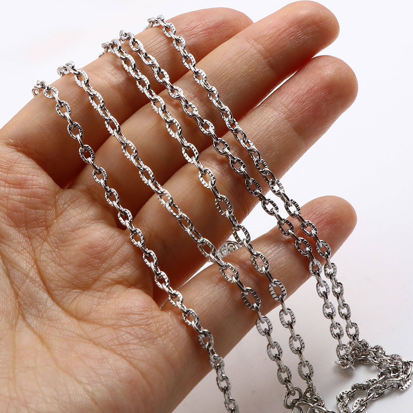 Bild von Eisenlegierung Gliederkette Kette Armband Silberfarbe 20.5cm, 1 Packung ( 12 Stück/Packung)