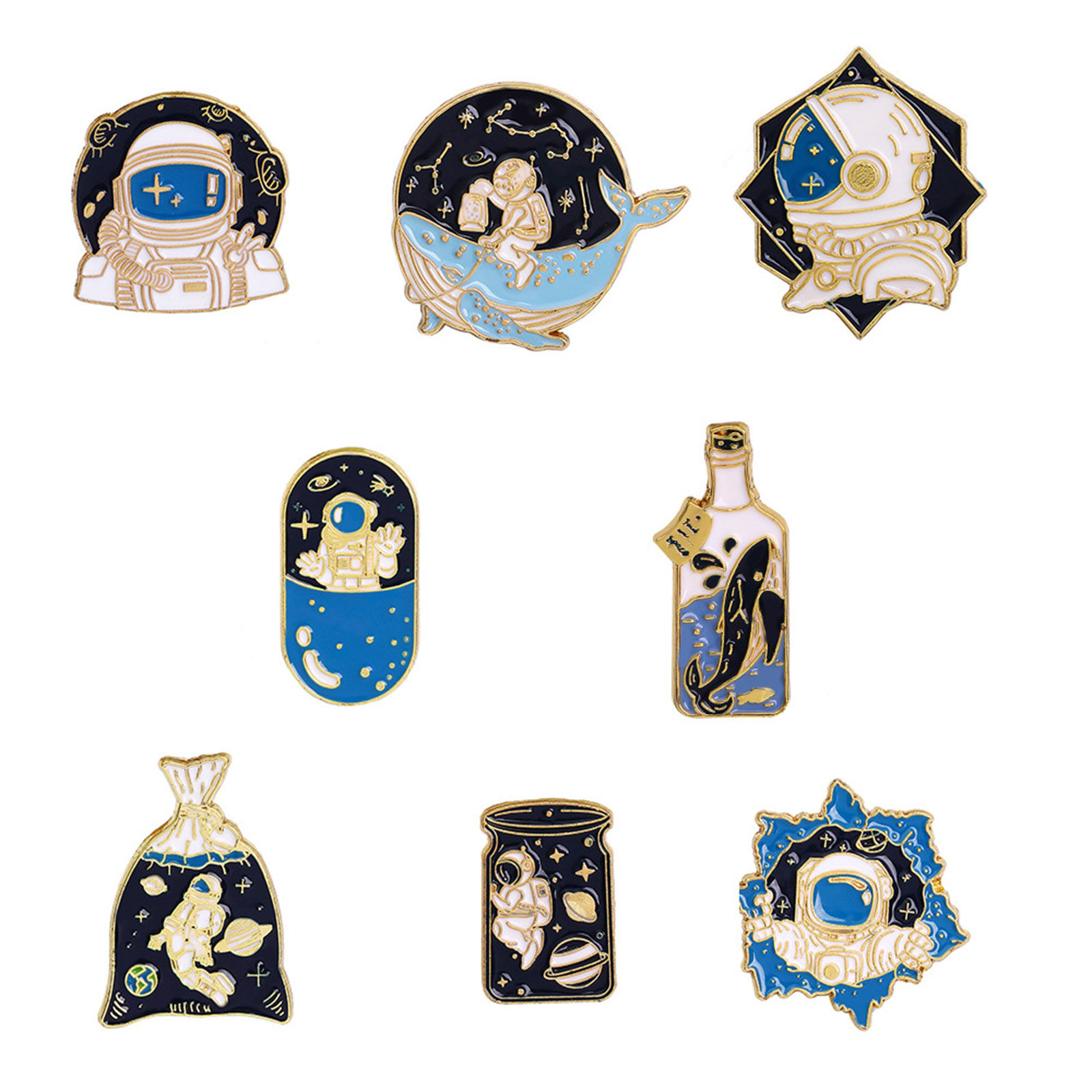 Immagine di Lega di Zinco Spilla Astronauta Oro Placcato 3cm x 2.1cm, 1 Pz