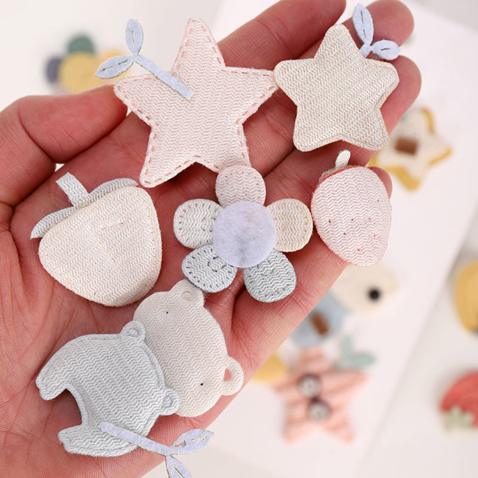 Picture of Fabric Appliques Patches DIY Scrapbooking Decoration Accessories Pink Strawberry Fruit 3cm x 2.3cm, 10 PCs