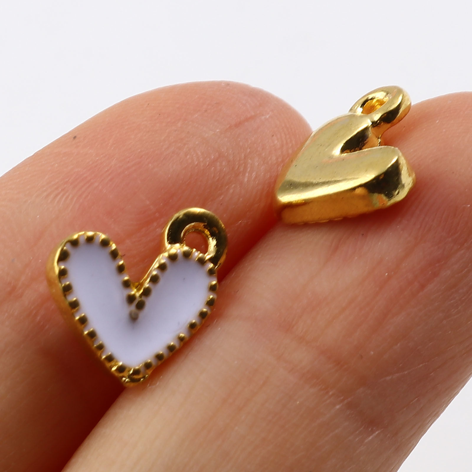 Picture of Zinc Based Alloy Valentine's Day Charms Heart Gold Plated Multicolor Enamel 10mm x 9mm, 20 PCs