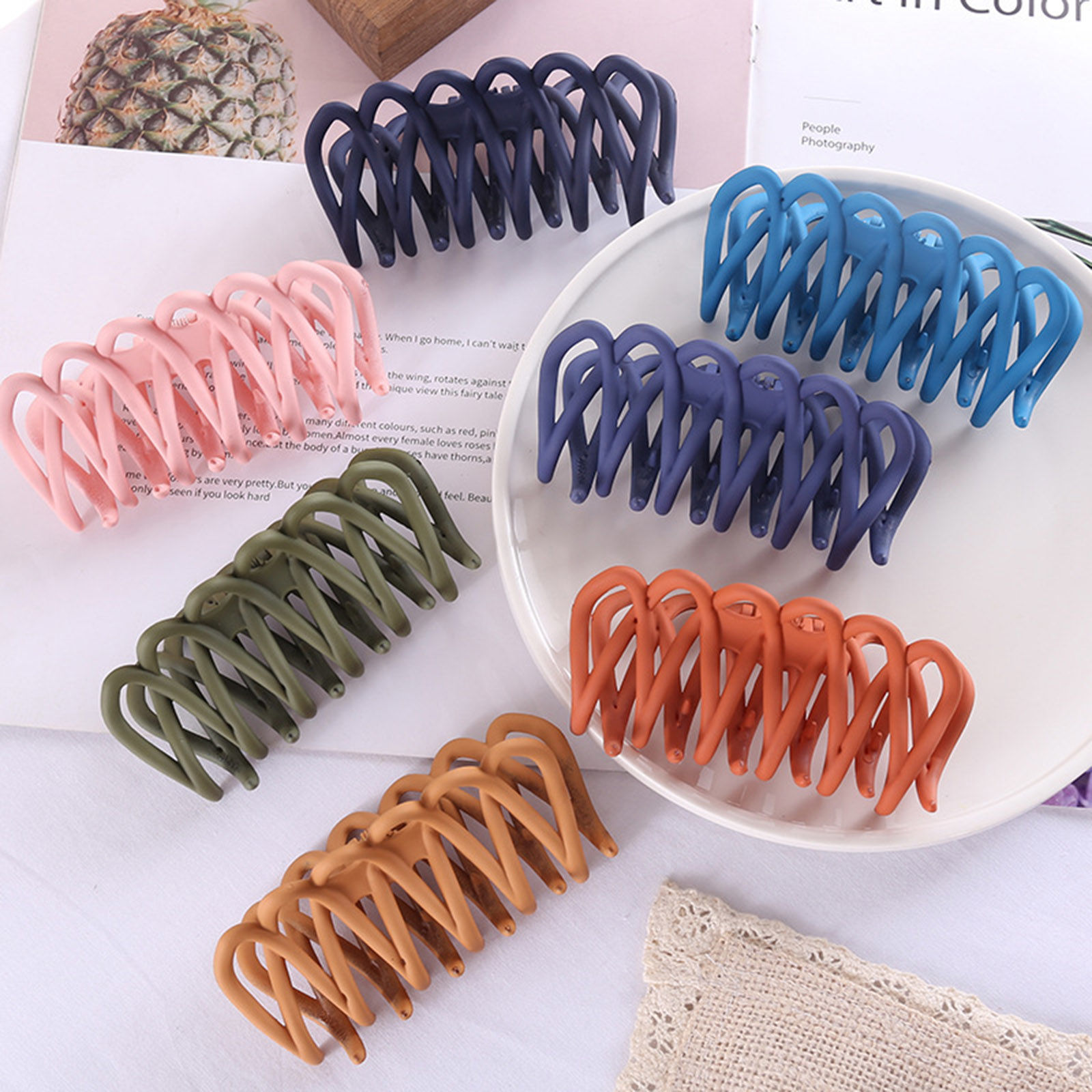 Picture of Acrylic Hair Clips Multicolor Geometric Frosted 1 Piece