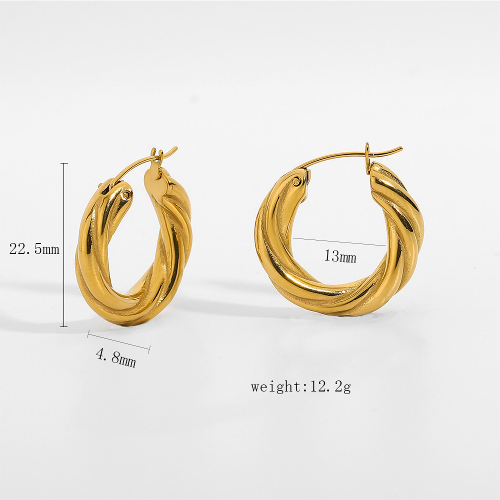 Bild von Umweltfreundlich Einfach und lässig Ins Stil 18K Vergoldet 304 Edelstahl Spiral Ohrreifen Für Frauen 1 Paar