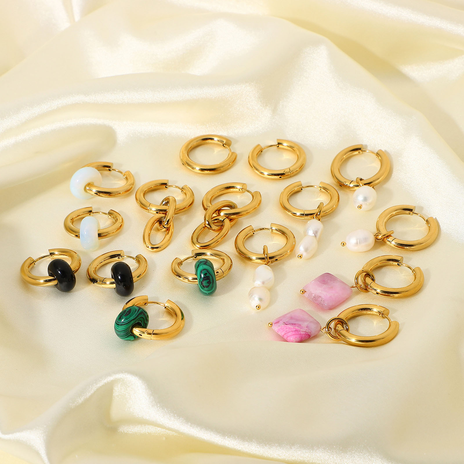 Immagine di Acciaio Inossidabile orecchino cerchio 18K Oro riempito Multicolore 1 Paio