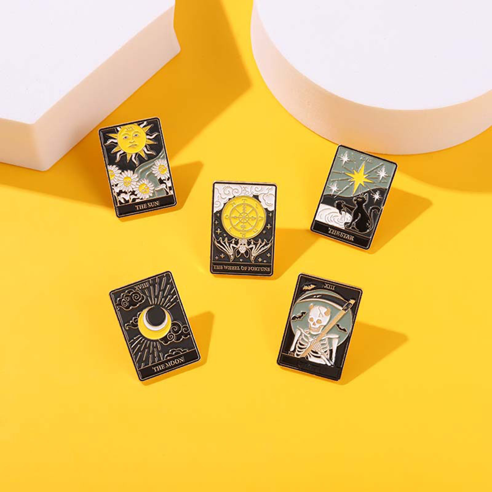 Picture of Zinc Based Alloy Tarot Pin Brooches Rectangle Multicolor Enamel 30mm x 21mm, 1 Piece