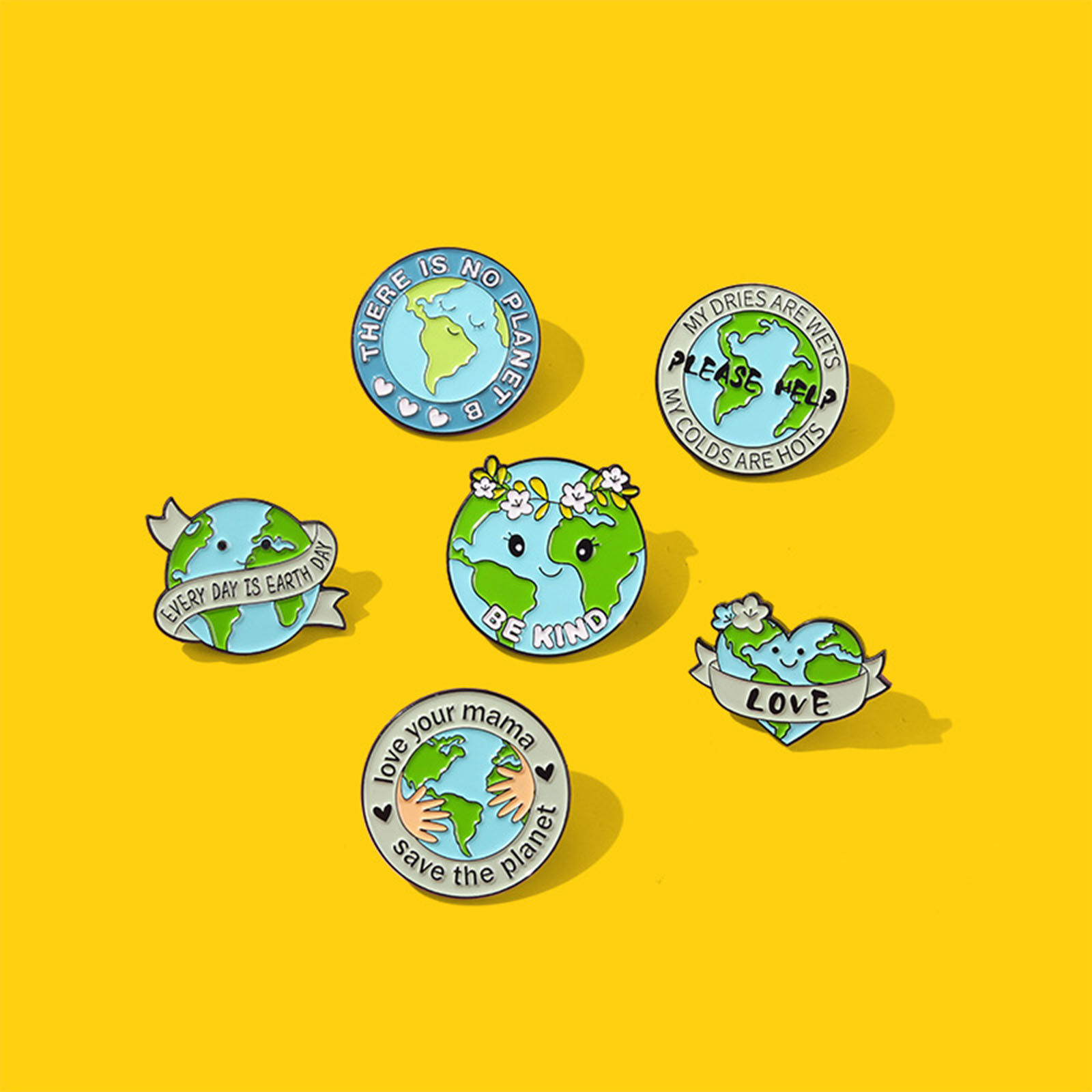 Picture of Zinc Based Alloy Pin Brooches Planet Earth Multicolor Enamel 1 Piece