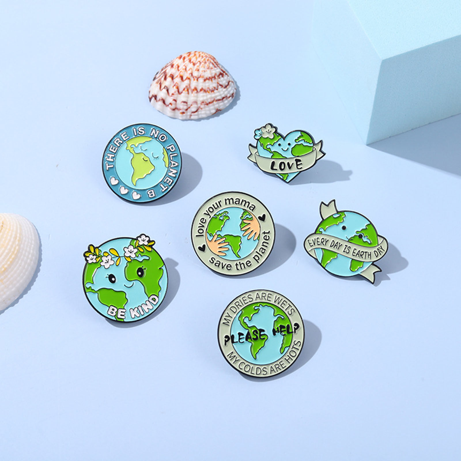 Picture of Zinc Based Alloy Pin Brooches Planet Earth Multicolor Enamel 1 Piece