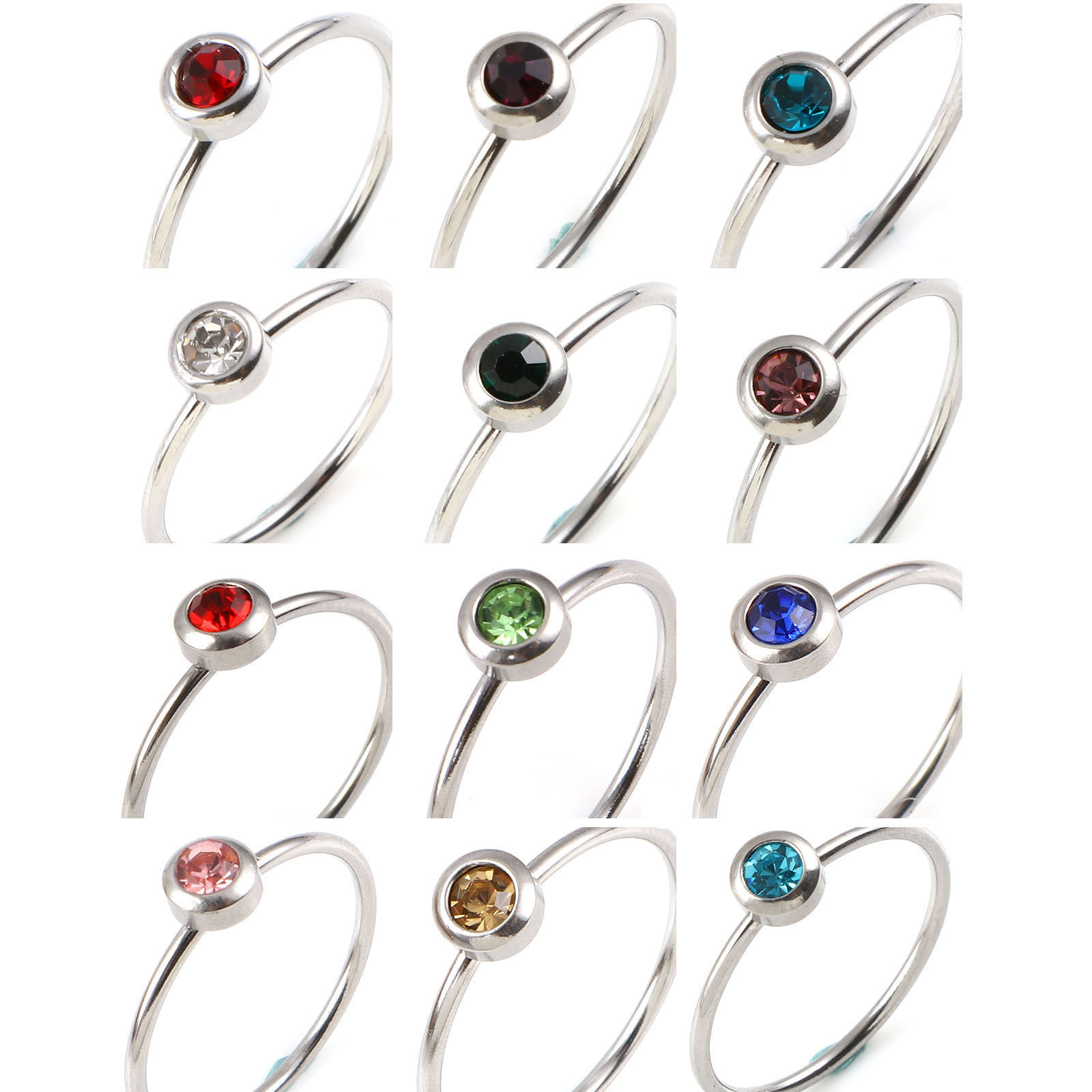 Bild von Edelstahl Monatsstein Uneinstellbar Ring Silberfarbe Ring Bunt Strass 16.5mm（US Größe:6), 1 Stück