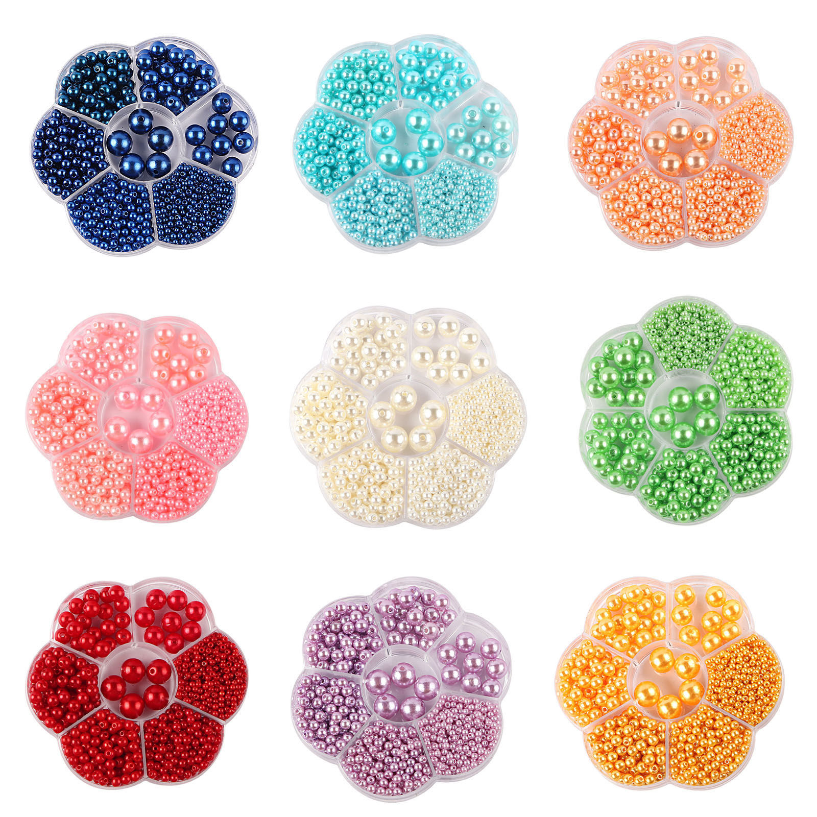 Bild von ABS Plastik Perlen Bunt Rund Imitat Perle 10.2cm x 10.2cm, 1 Box