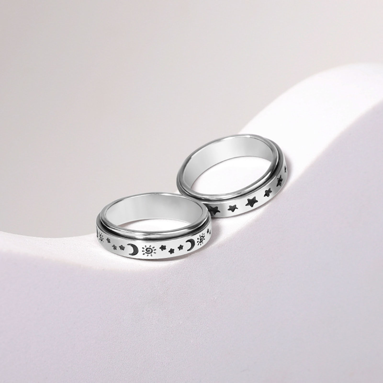 Picture of Stainless Steel Unadjustable Rings Silver Tone Rotatable 1 Piece