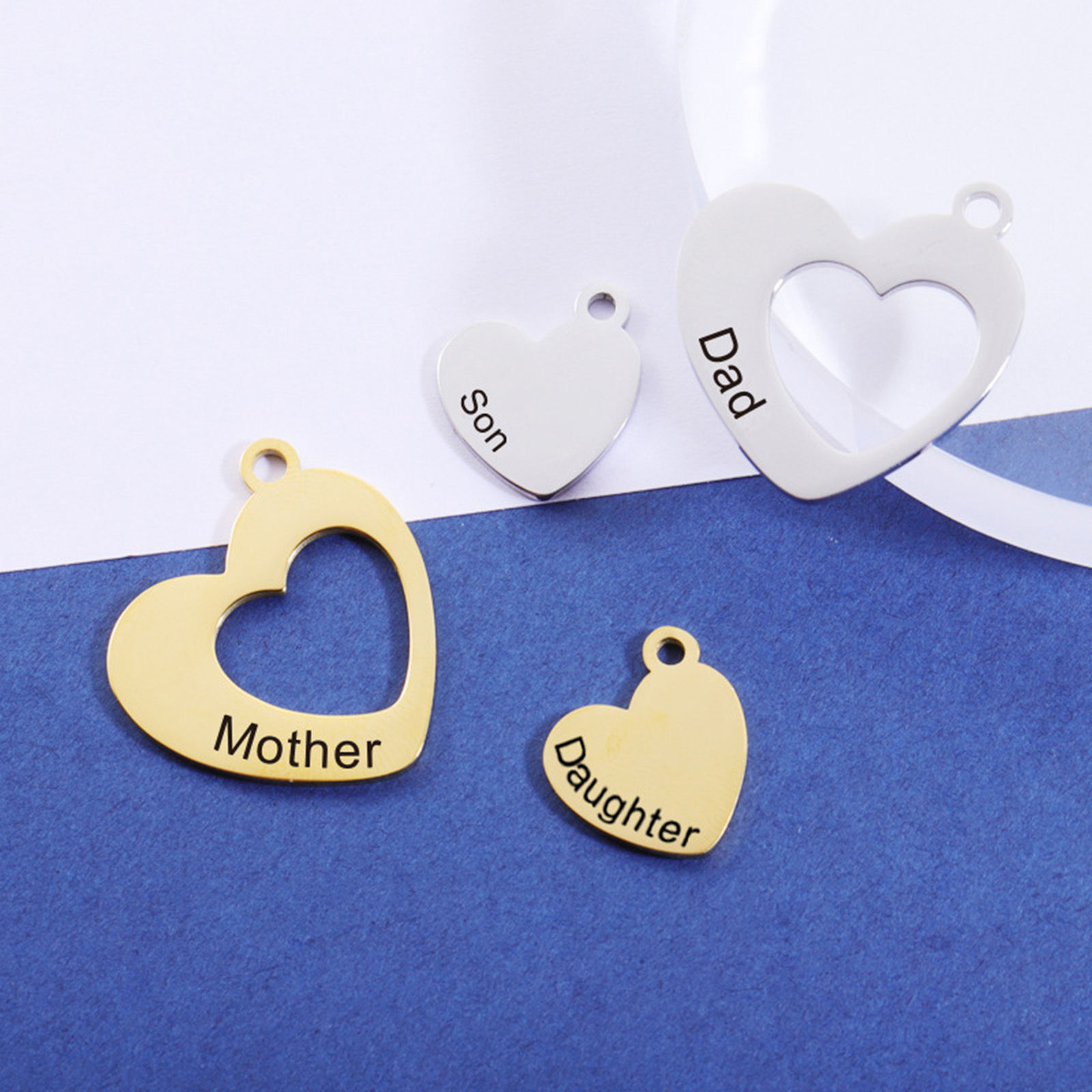 Immagine di 304 Acciaio Inossidabile Gioielli di Famiglia Charms Cuore Multicolore 1 Pz