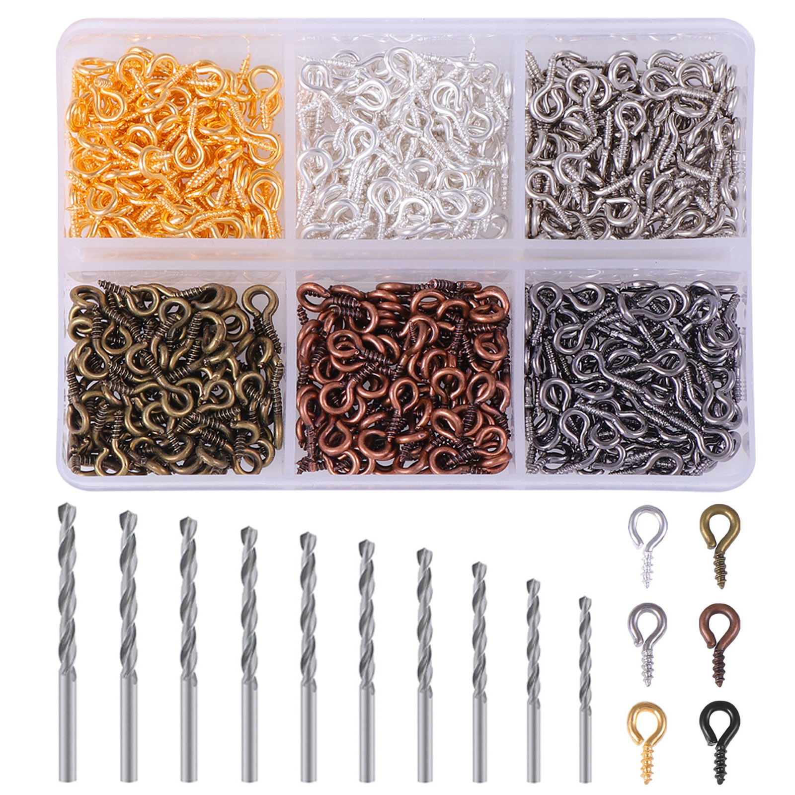 Picture of Iron Based Alloy Screw Eyes Bails Top Drilled Findings With Tools Multicolor