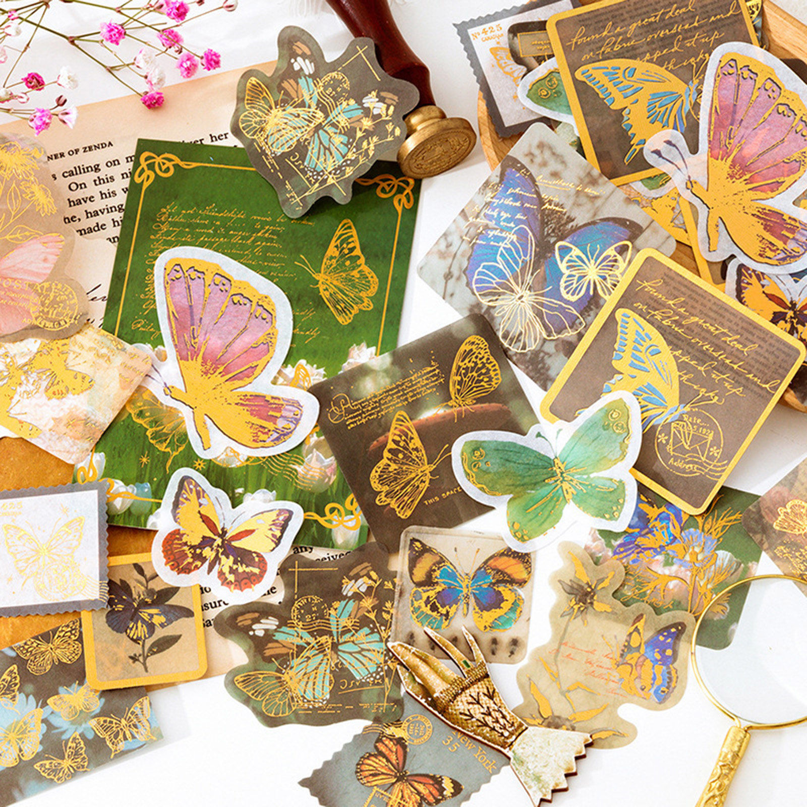 Image de DIY Papier Autocollant Décoration Rétro en Papier Japonais Multicolore Papillon Tableau Magique 1 Kit