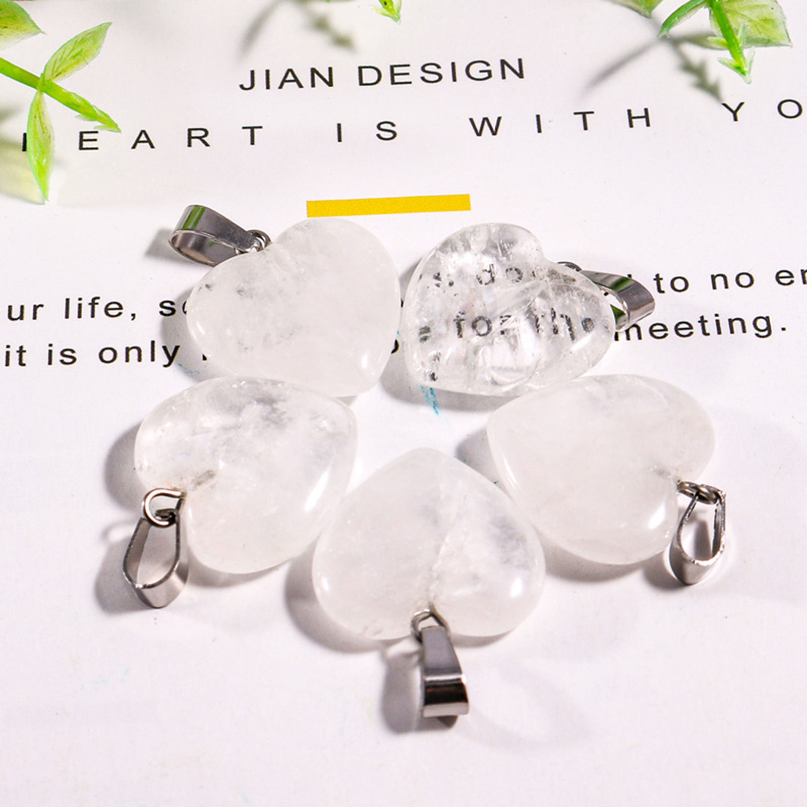 Picture of Stone ( Natural ) Charms Silver Tone Multicolor Heart 20mm x 20mm, 10 PCs