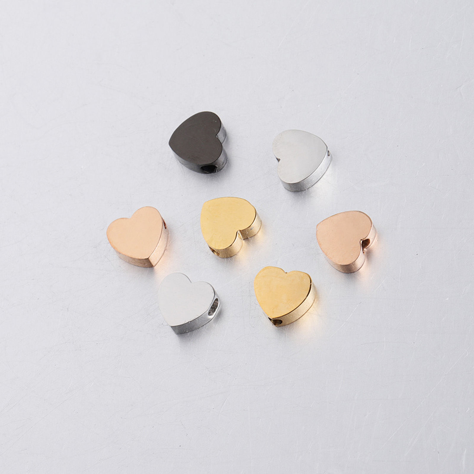 Immagine di 304 Acciaio Inossidabile San Valentino Perline Cuore Multicolore Lucidato 8mm x 7.4mm, Buco: Circa 1.5mm, 5 Pz