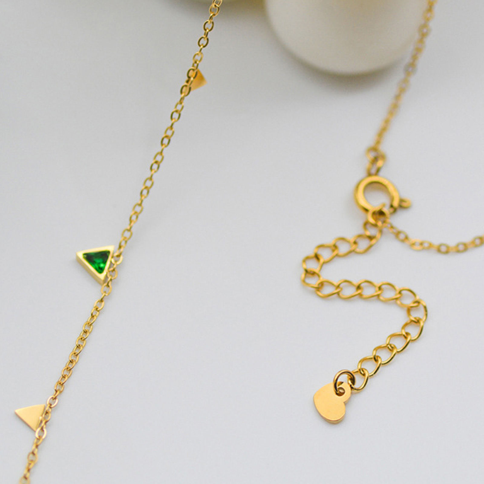 Immagine di Acciaio Inossidabile Elegante Collana Oro Placcato Triangolo Multicolore Cubic Zirconia 39cm Lunghezza, 1 Pz
