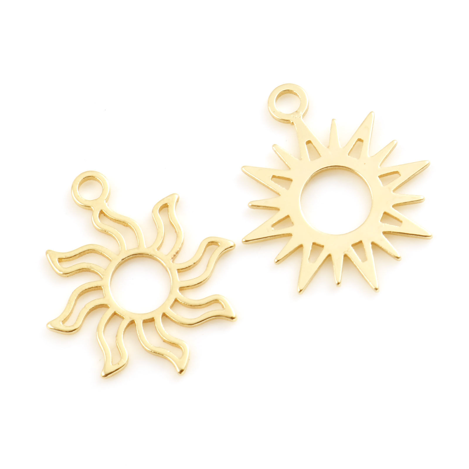 Picture of Copper Galaxy Charms Sun Real Gold Plated 15mm x 2 PCs