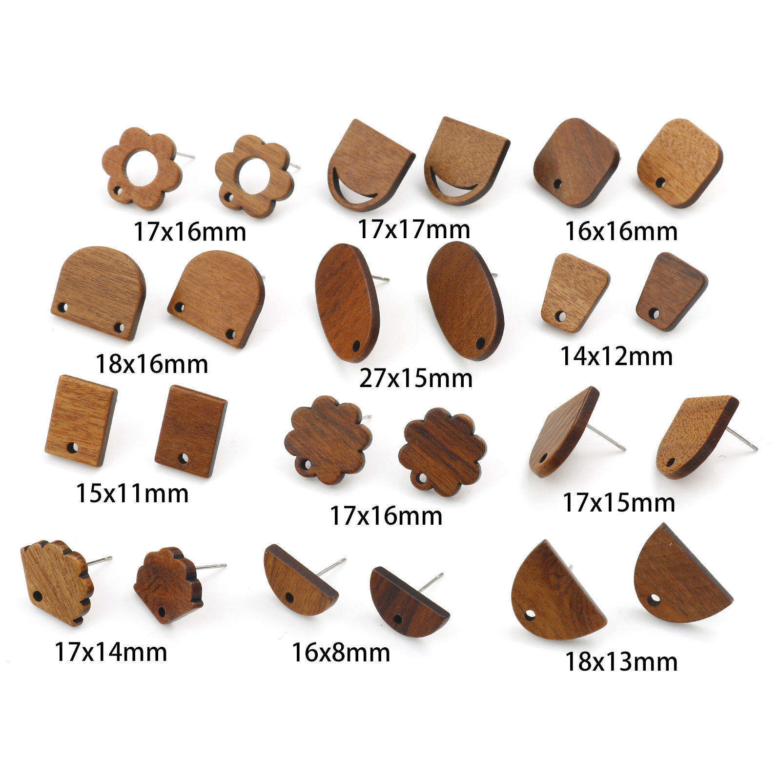 Picture of Wood Geometry Series Earring Accessories Findings Brown W/ Loop 10 PCs