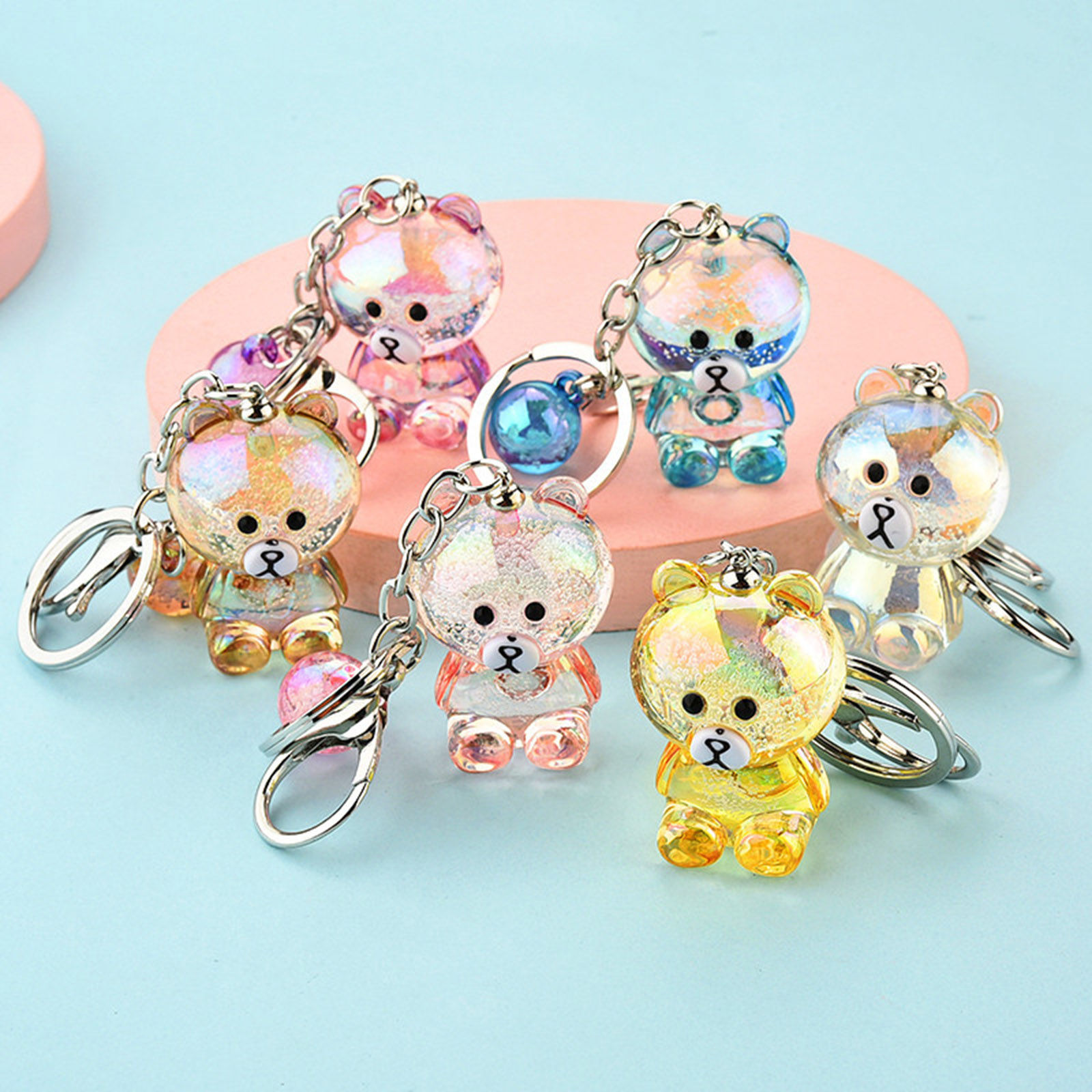 Image de Acrylic Cute Keychain & Keyring Silver Tone Multicolor Ball Bear