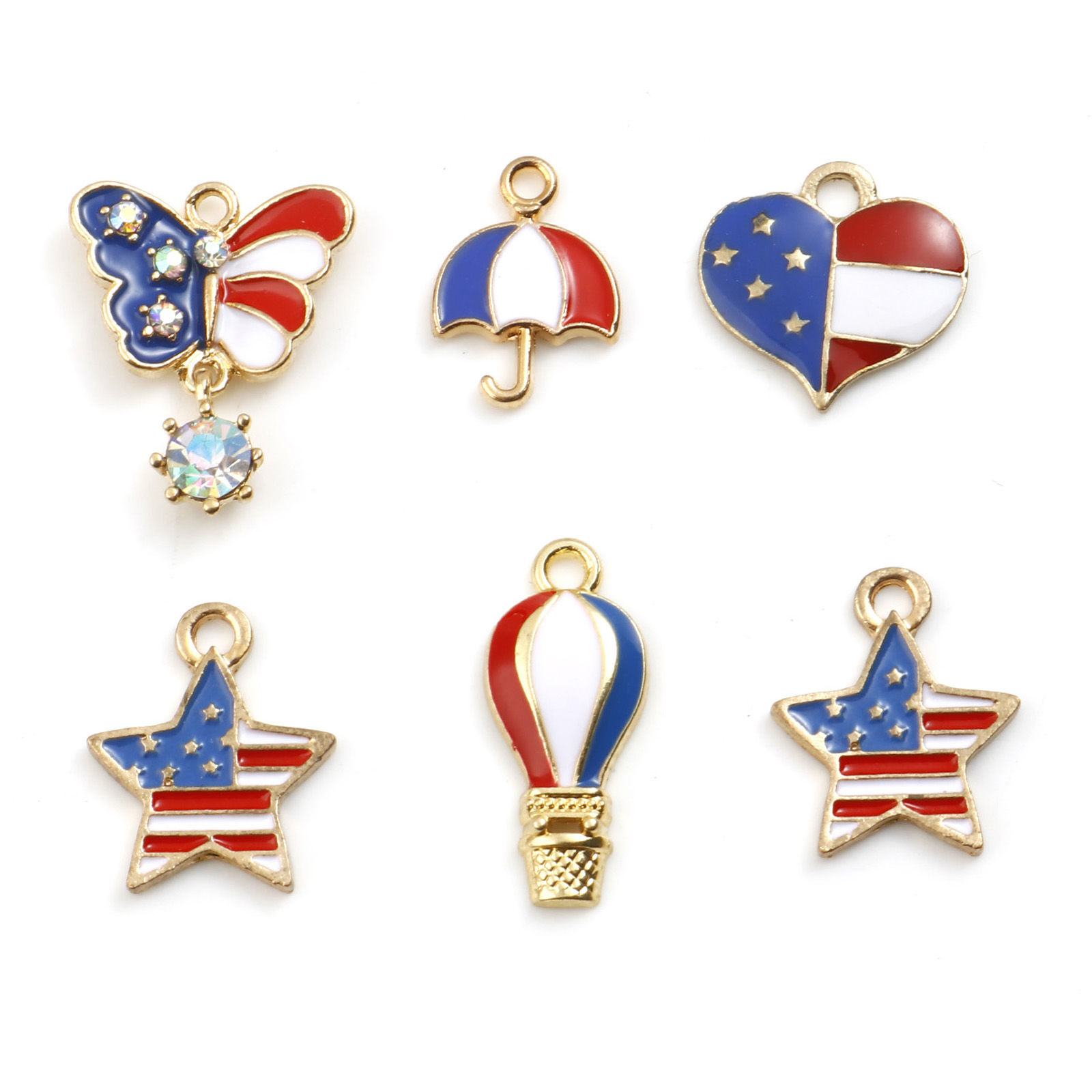 Picture of Zinc Based Alloy Sport Charms Butterfly Animal Gold Plated Multicolor Heart Enamel 10 PCs