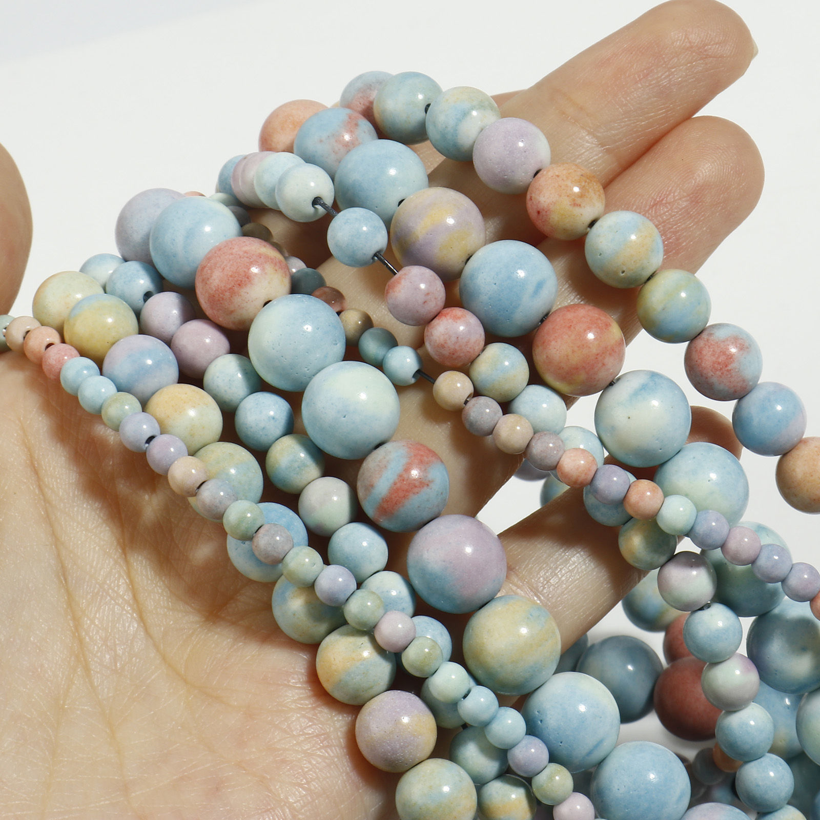 Picture of Agate Beads Round Multicolor Dyed 40cm(15 6/8") long, 1 Strand ( 93 PCs/Strand)