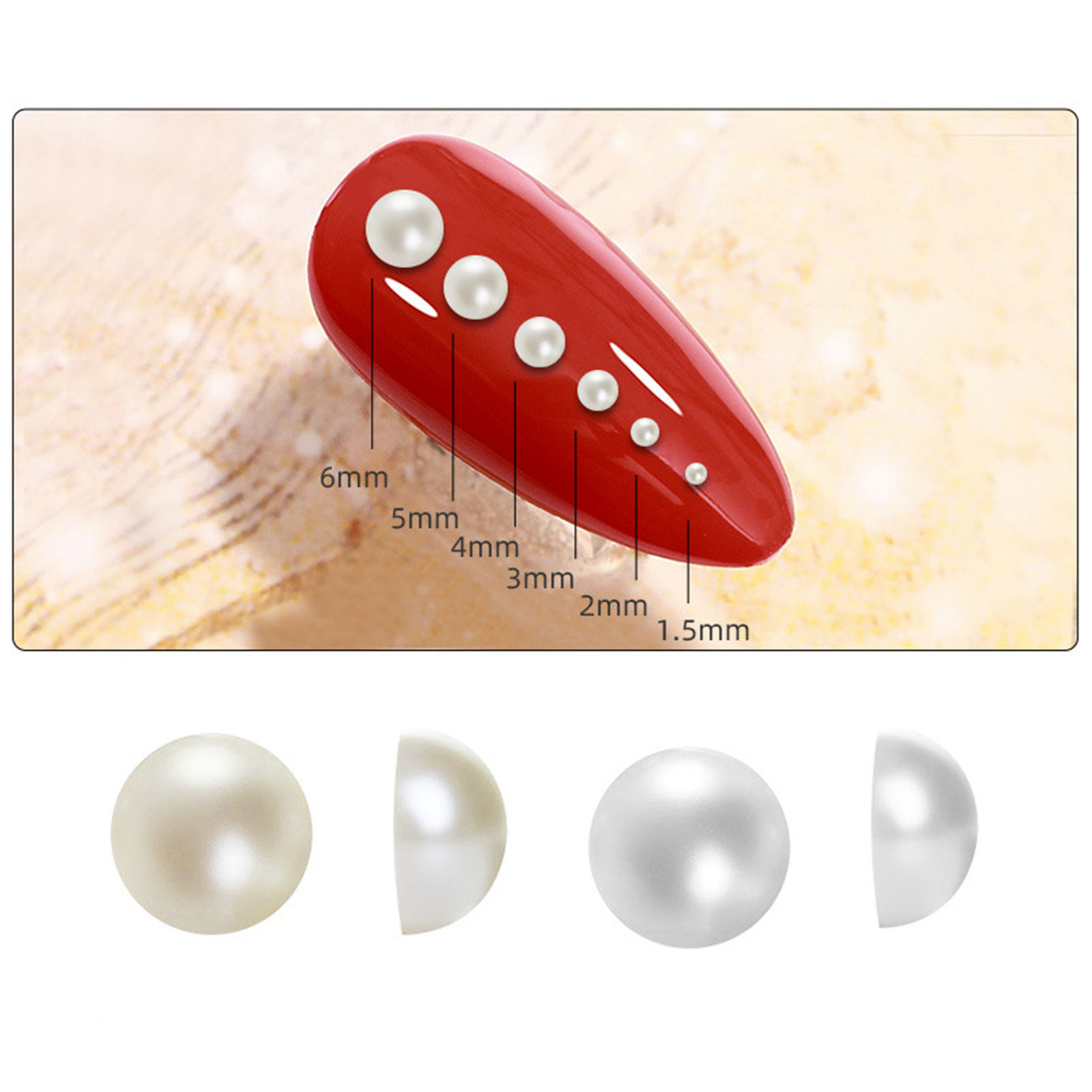 Image de Décoration des Ongles en ABS Rond Blanc Imitation Perles 1 Boîte