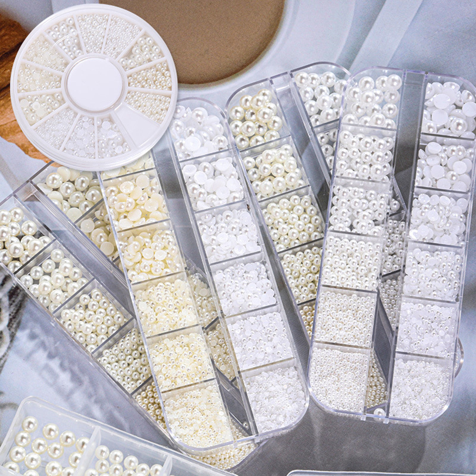 Immagine di ABS Decorazione per Unghie Tondo Bianco Imitata Perla 1 Scatola