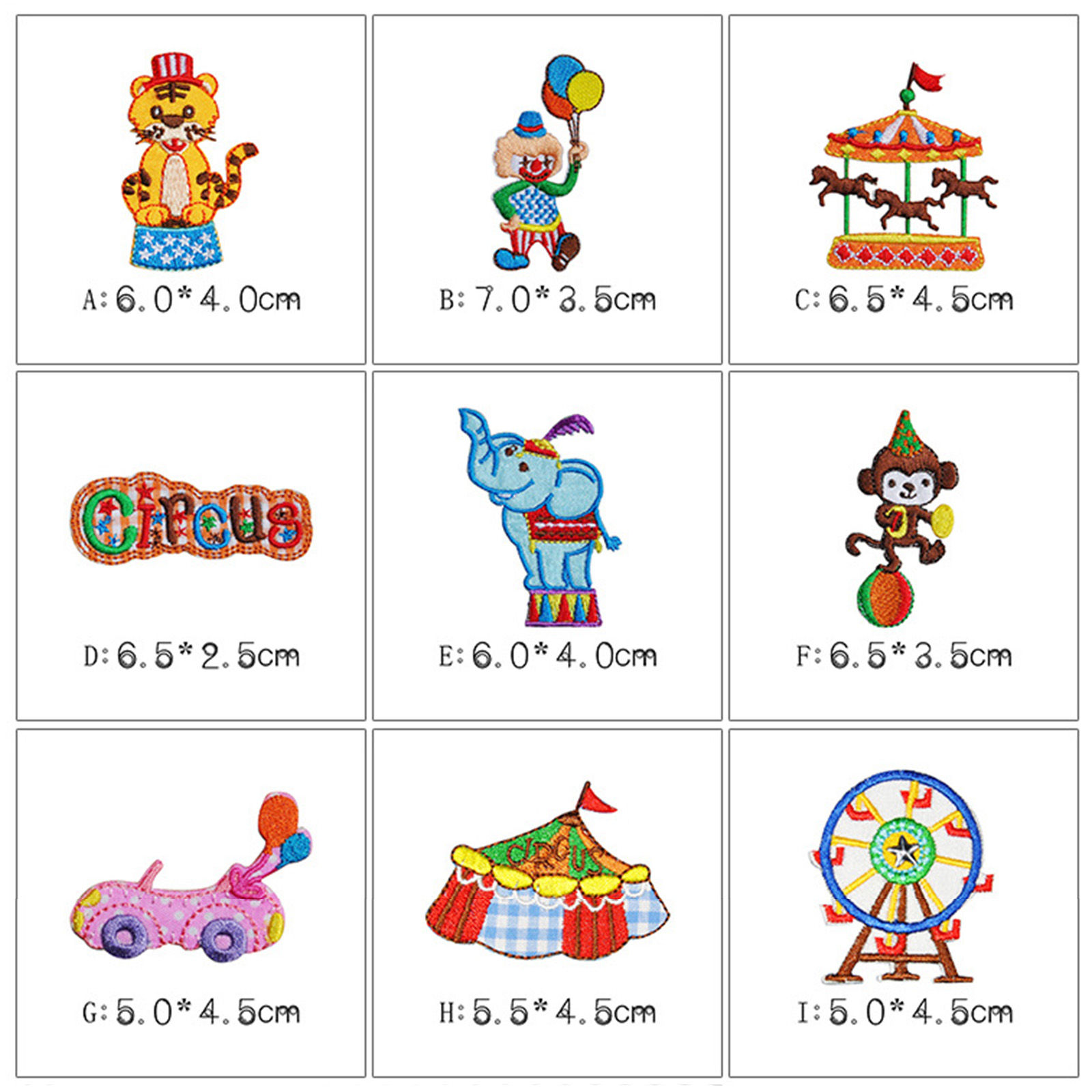 Picture of Fabric Iron On Patches Kids Patch Appliques (With Glue Back) Craft Multicolor Circus Troup 5 PCs