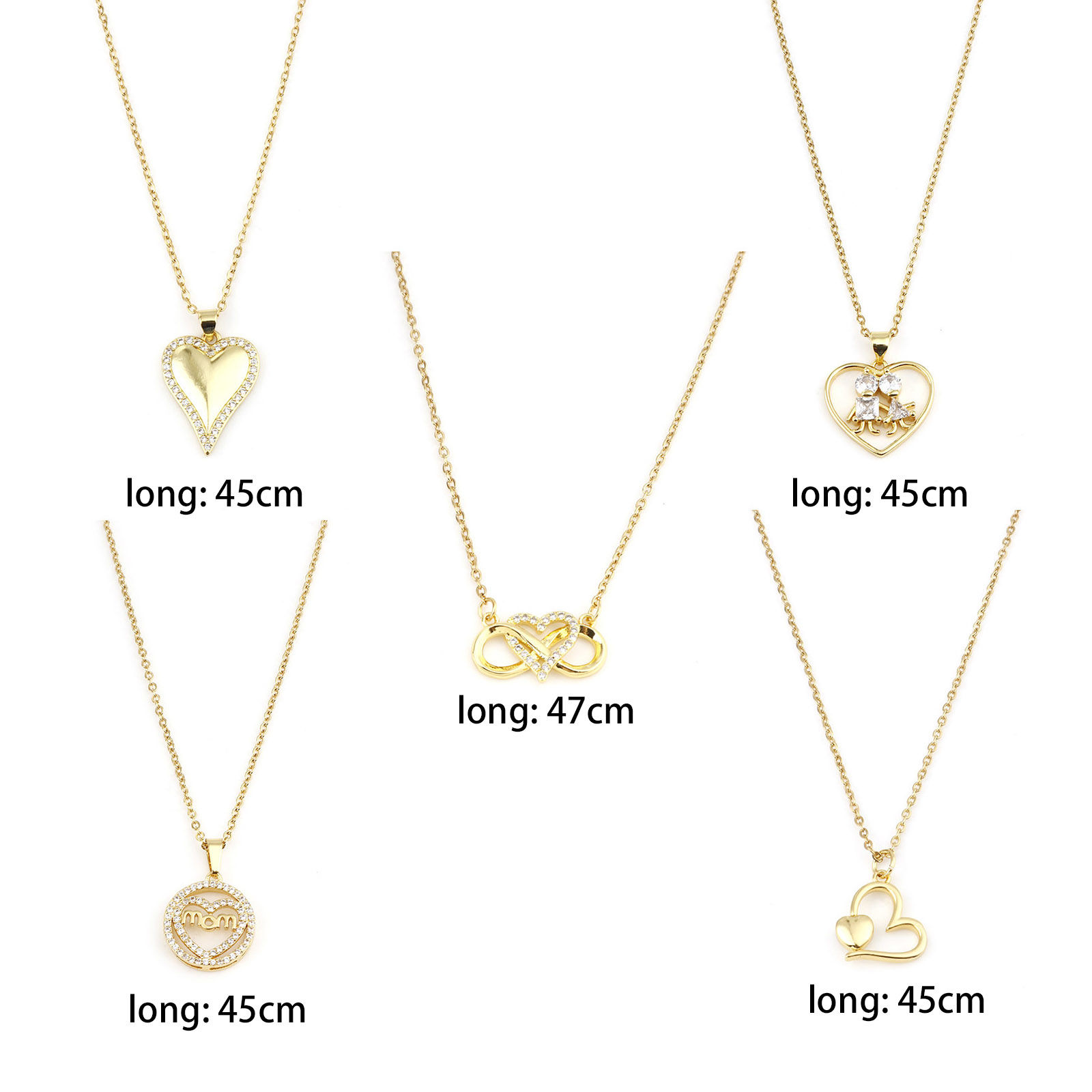 Immagine di Acciaio Inossidabile & Rame San Valentino Cavo Catena Collana Oro Placcato Geometrica Trasparente Cubic Zirconia 1 Pz