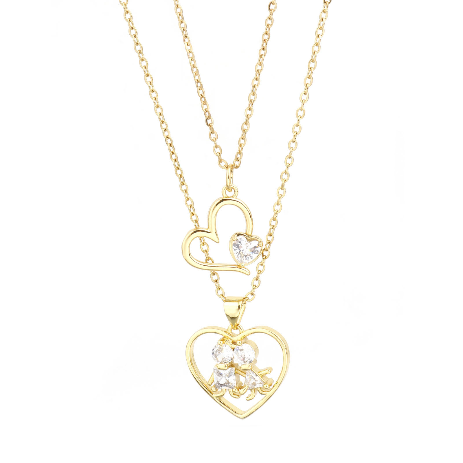 Immagine di Acciaio Inossidabile & Rame San Valentino Cavo Catena Collana Oro Placcato Geometrica Trasparente Cubic Zirconia 1 Pz