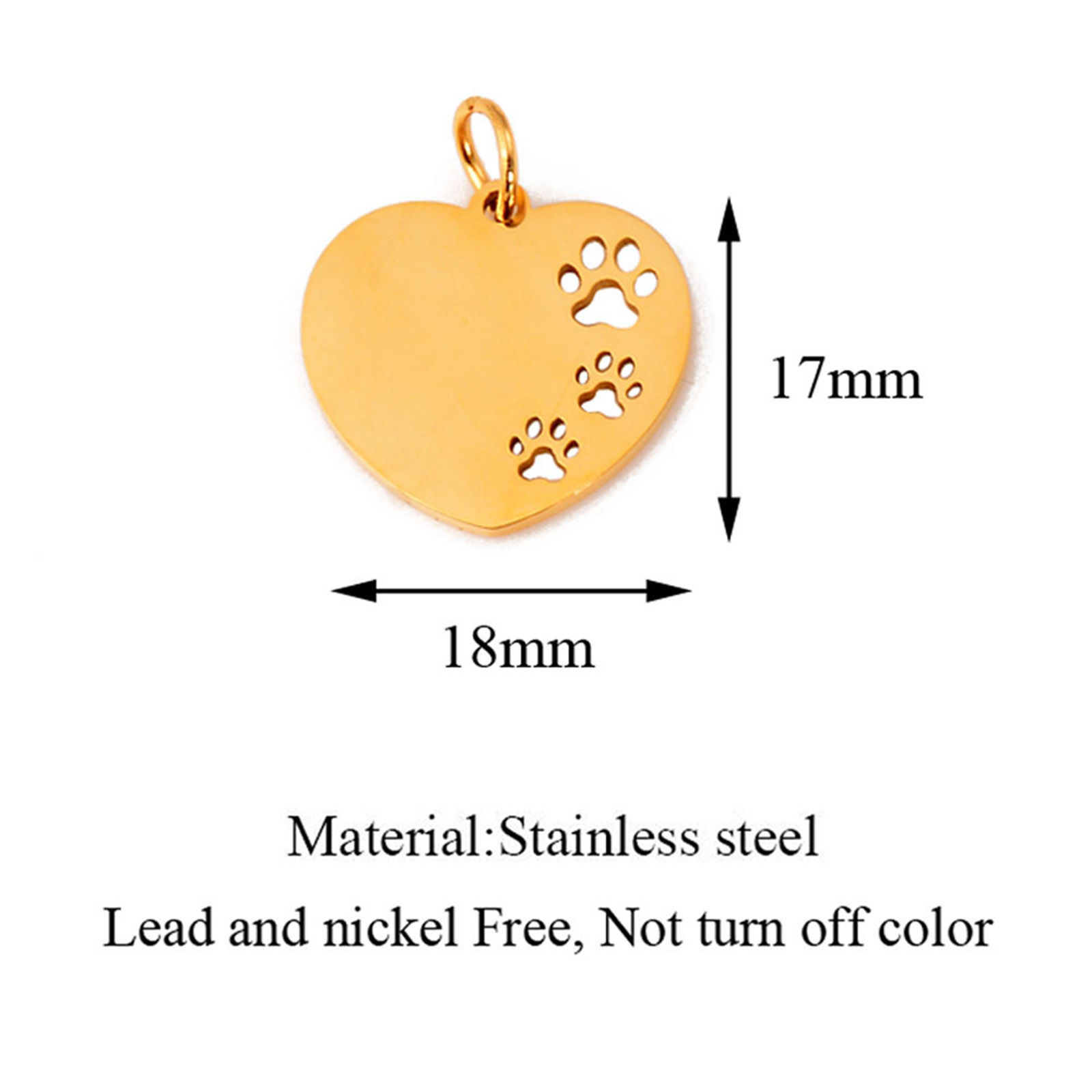 Picture of Stainless Steel Pet Memorial Charms Multicolor Heart Paw Claw Hollow 23mm x 18mm